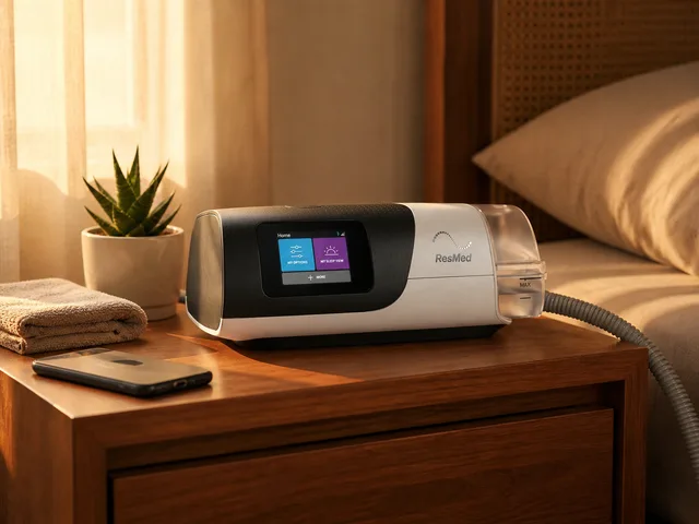 ResMed AirSense 11 CPAP machine on a bedside table